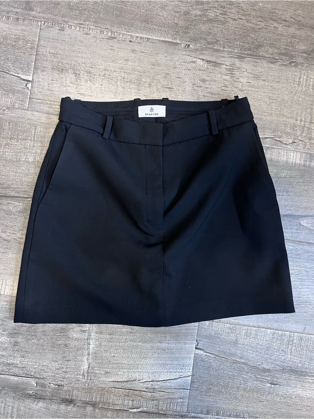 Babaton Black Tailored Mini Skirt with Belt Loops